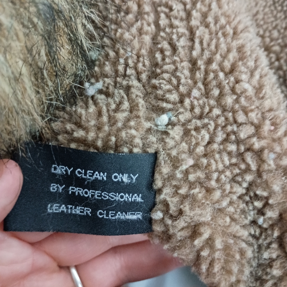 XOXO coatigan leather sherpa vintage brown Y2K‎  Winter Faux Fur Trimmed Jacket - Picture 11 of 12